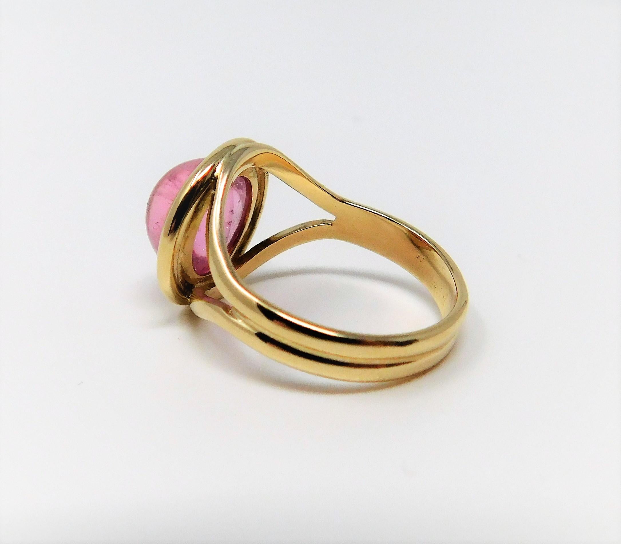 Women's or Men's Cabochon Pink Tourmaline Ring