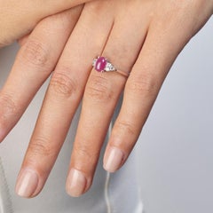 Cabochon Red Spinel Ring With Diamonds 18K Gold
