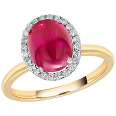 Cabochon Ruby and Diamond Gold Cocktail Ring Weighing 6.26 Carat