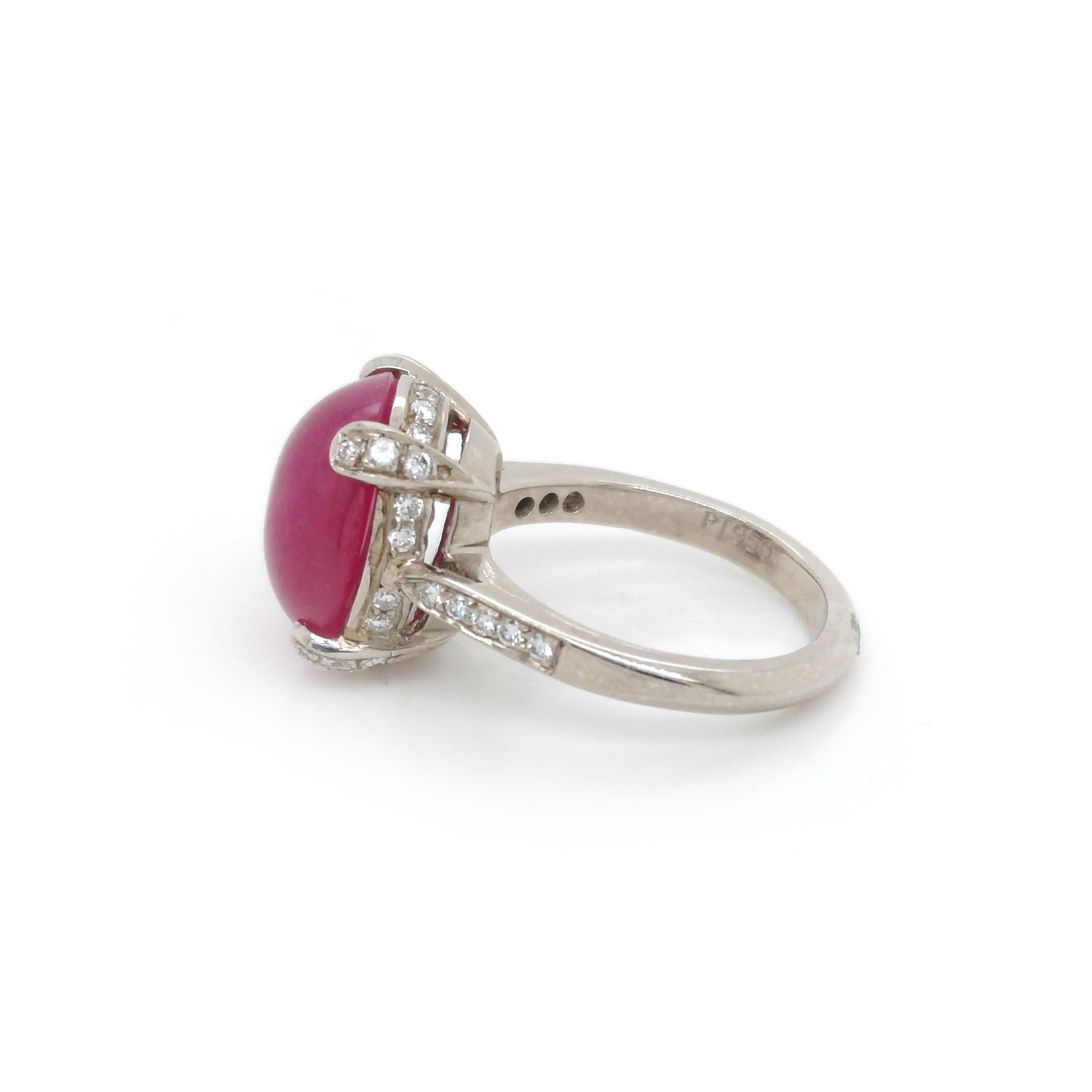 Cabochon Ruby and Diamond Ring In New Condition In London, GB