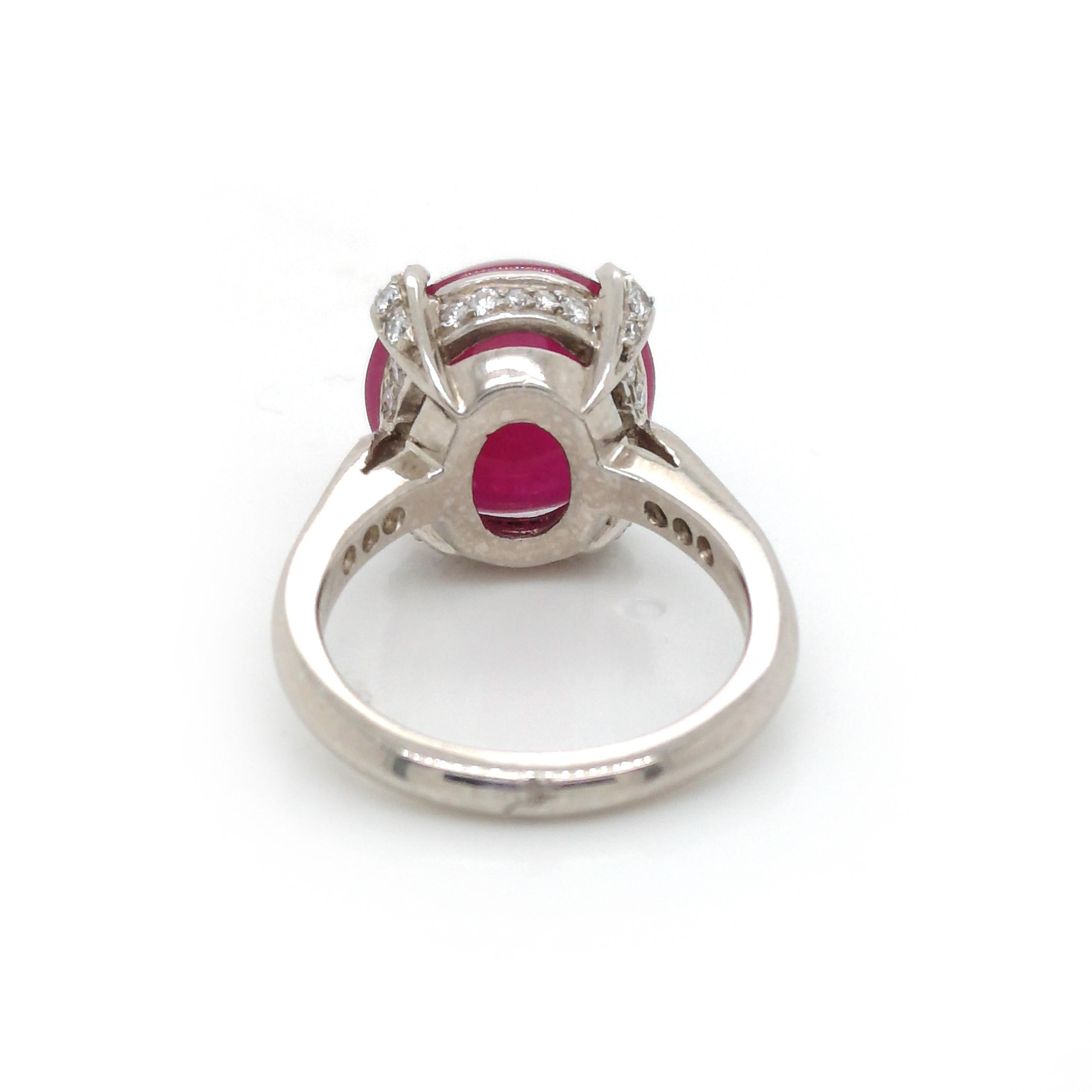 Women's or Men's Cabochon Ruby and Diamond Ring