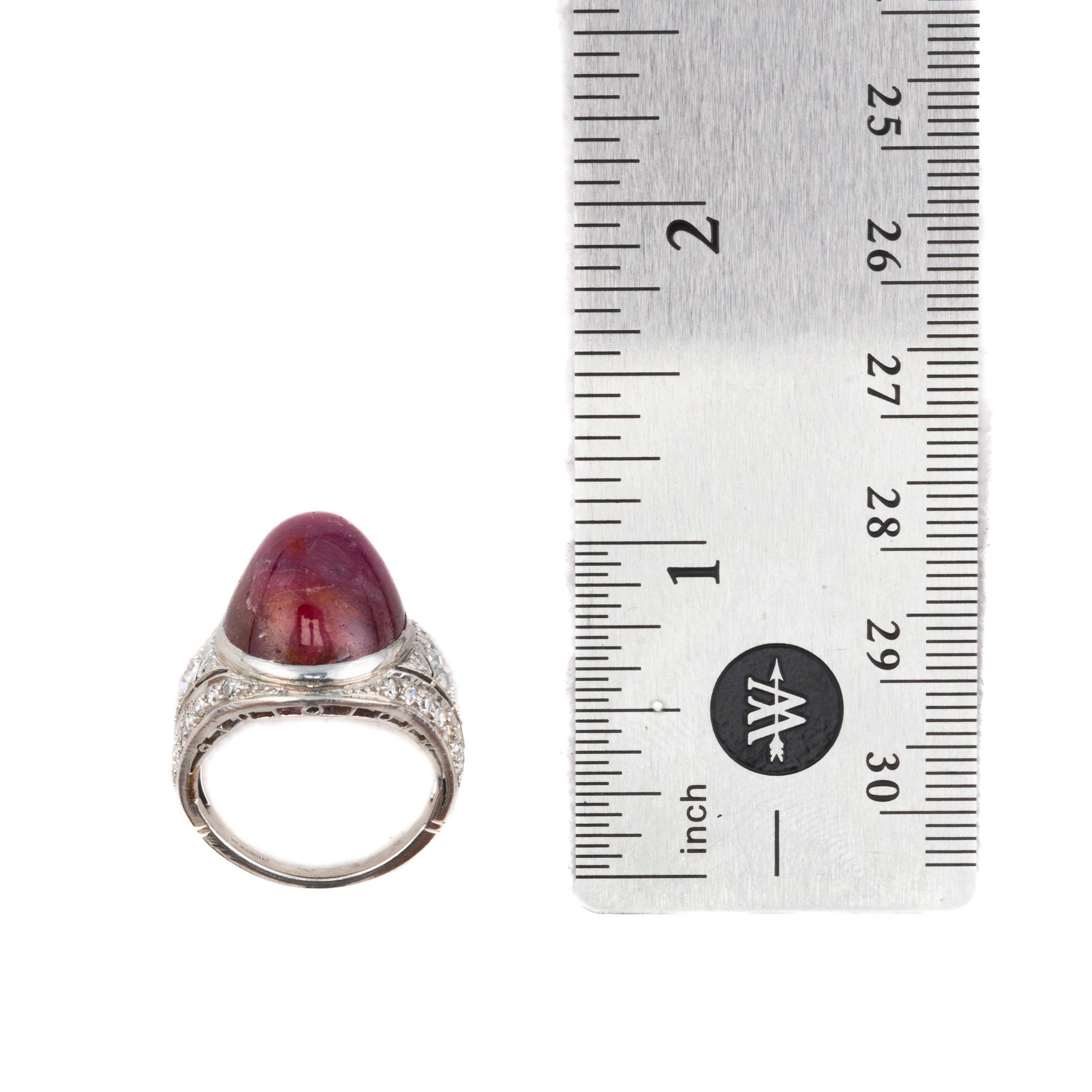Cabochon Ruby and Diamond Ring In Excellent Condition For Sale In New York, NY