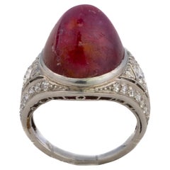Cabochon Ruby and Diamond Ring