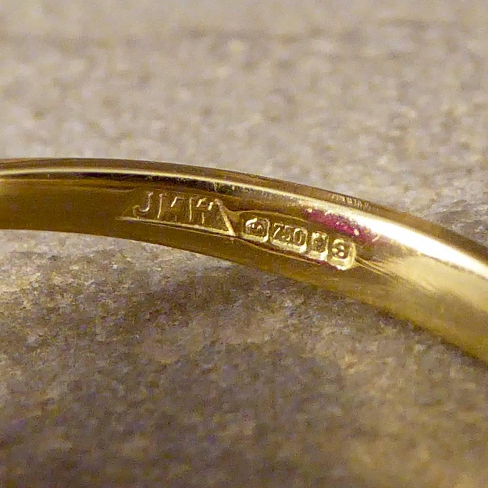 Women's Cabochon Ruby and Diamond Three-Stone 18 Carat Yellow Gold Ring