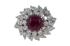 Cabochon Ruby and Mixed-Cut Diamond Ballerina Ring