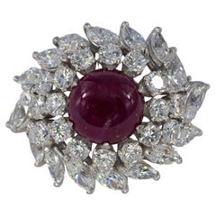Cabochon Ruby and Mixed-Cut Diamond Ballerina Ring