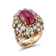 Cabochon Ruby & Diamond Cocktail Ring