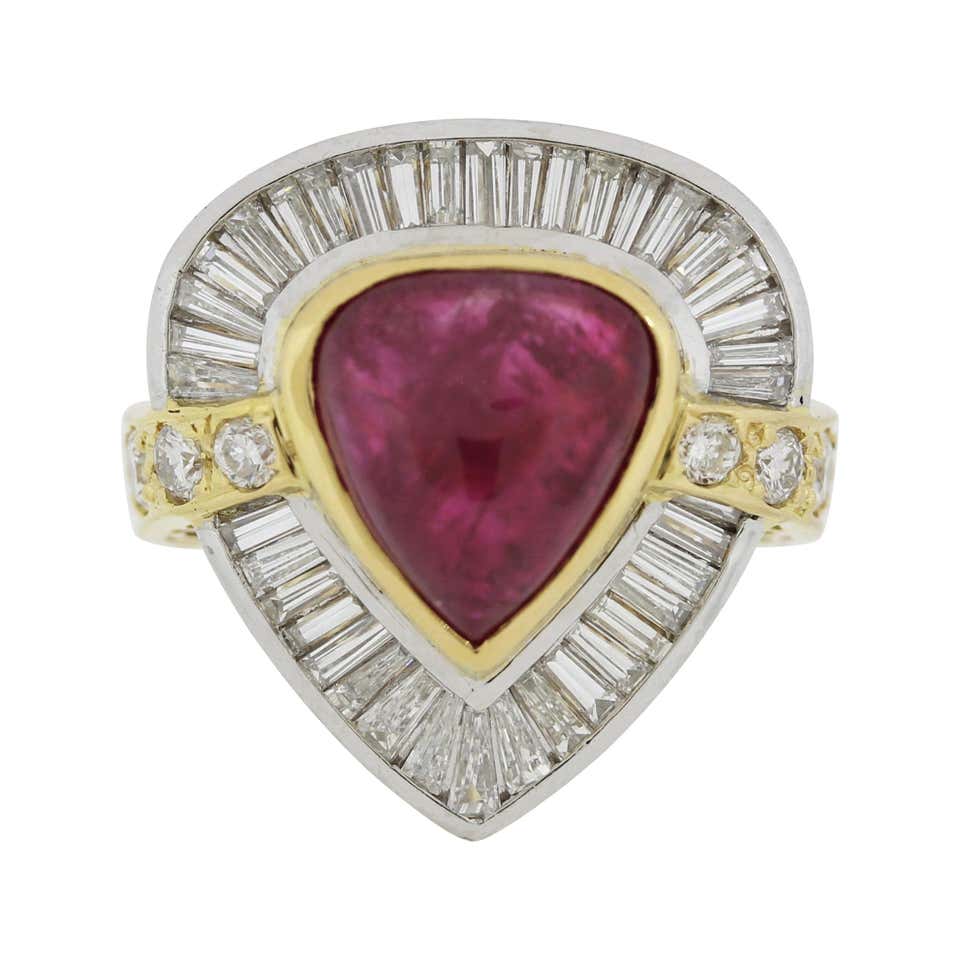 Royal Ruby Diamond Fancy Blue Diamond Gold and Platinum Ring For Sale ...