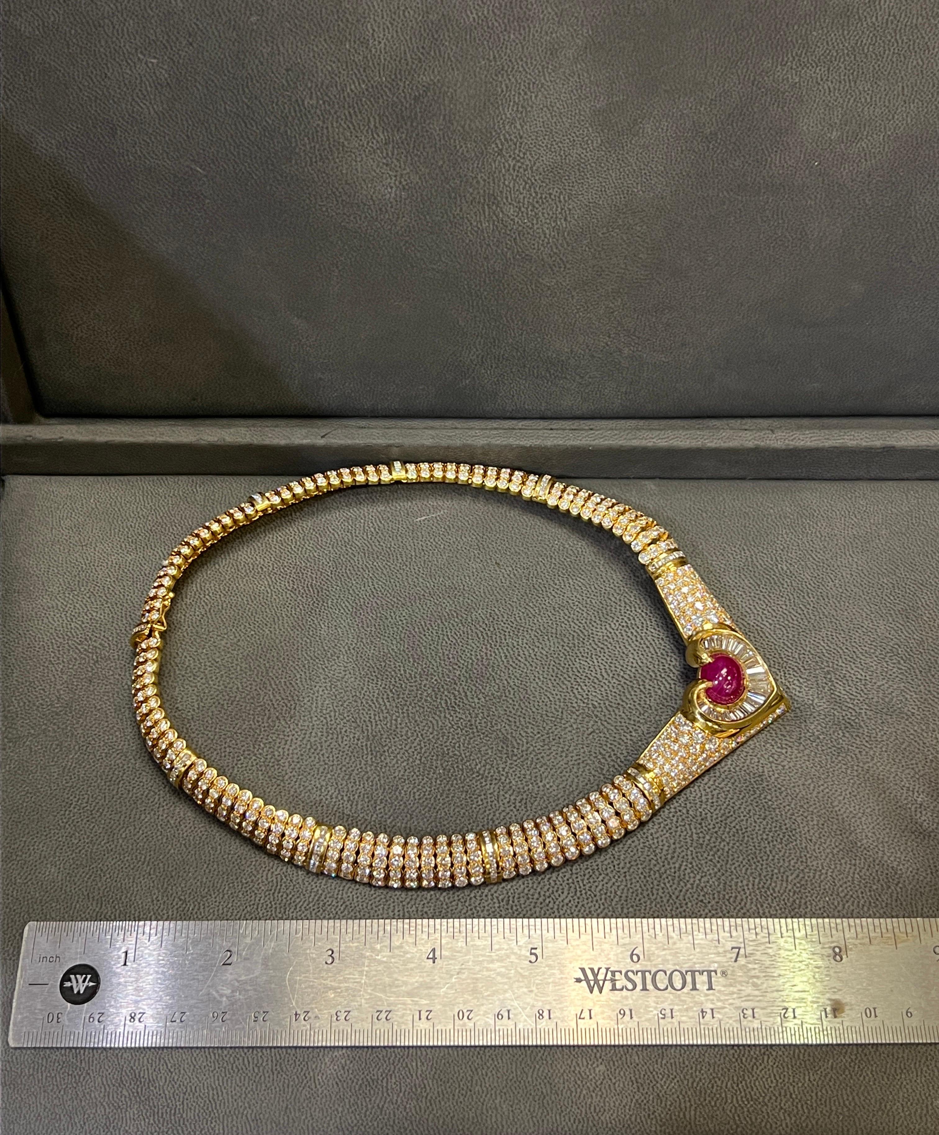 Collana con cuore di rubino e diamanti cabochon in vendita 6