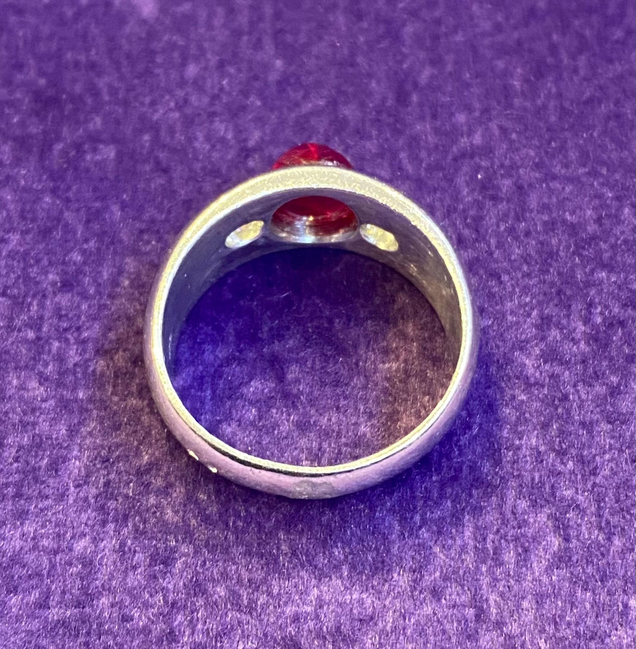 Cabochon Ruby & Diamond Mens  Ring For Sale 2