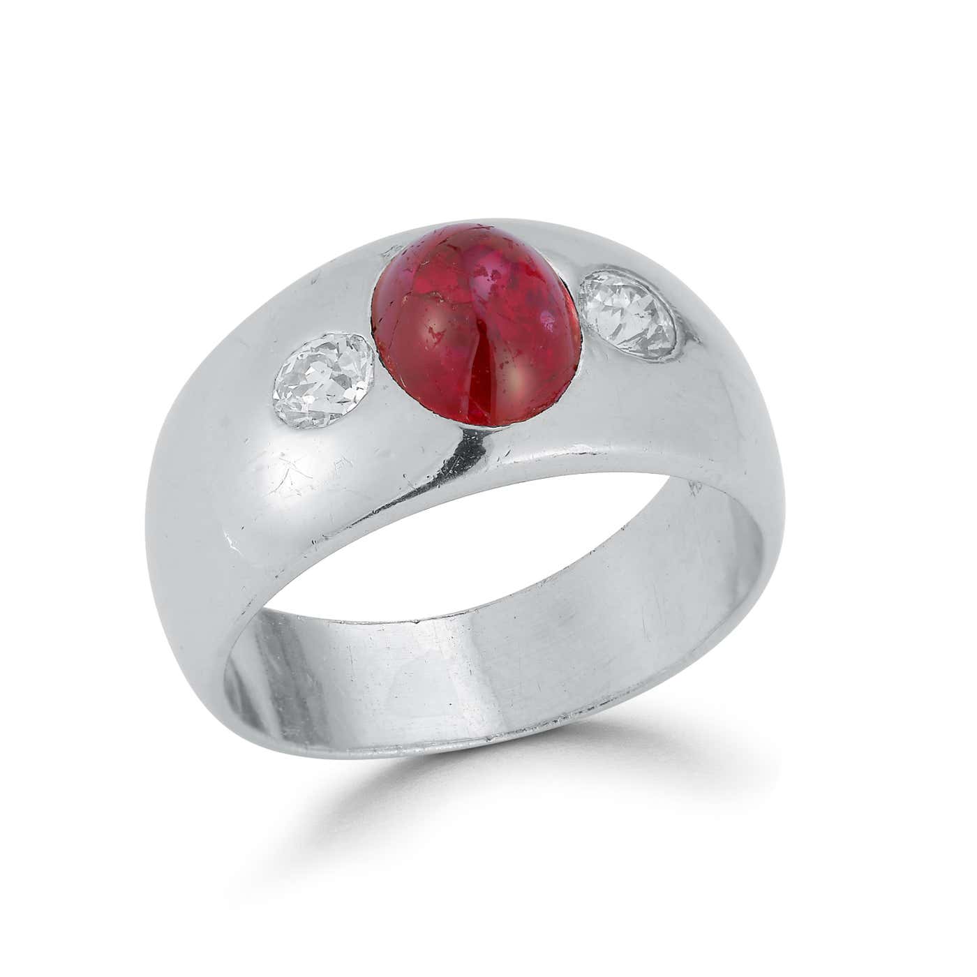 Gypsy Style Rings Cabochon Ruby and Diamond Mens Gypsy Ring For Sale at 1stDibs