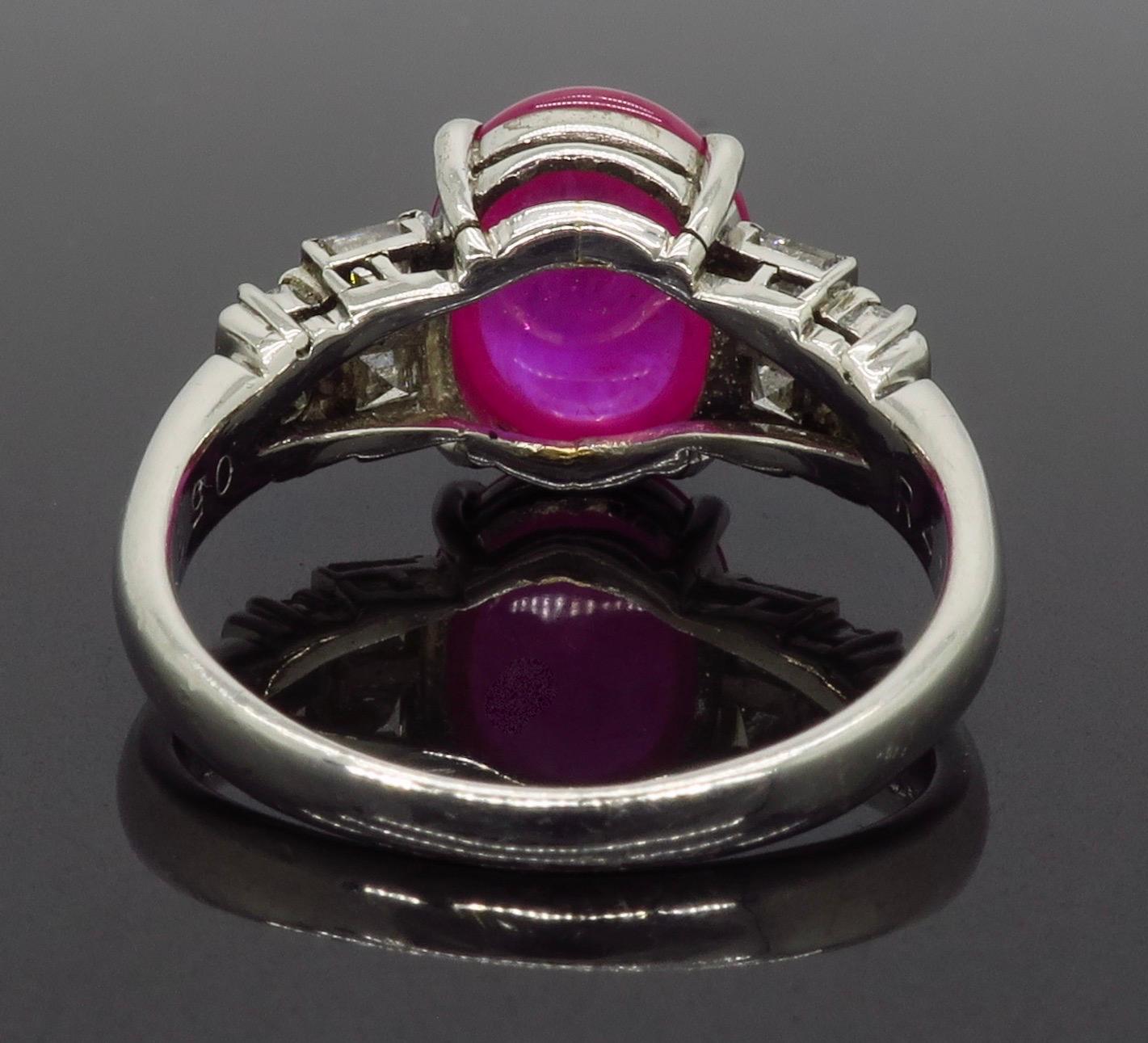 Cabochon Ruby and Diamond Ring in Platinum 1