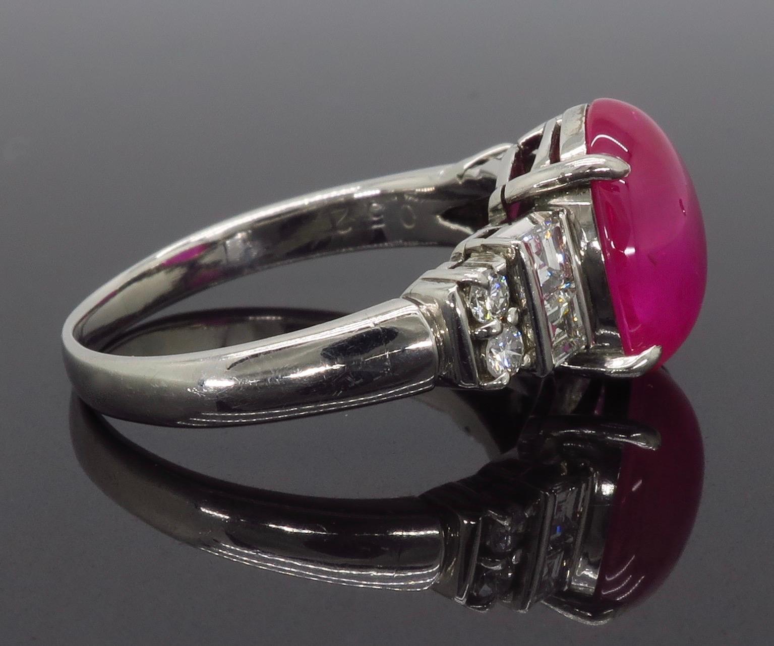 Cabochon Ruby and Diamond Ring in Platinum 2