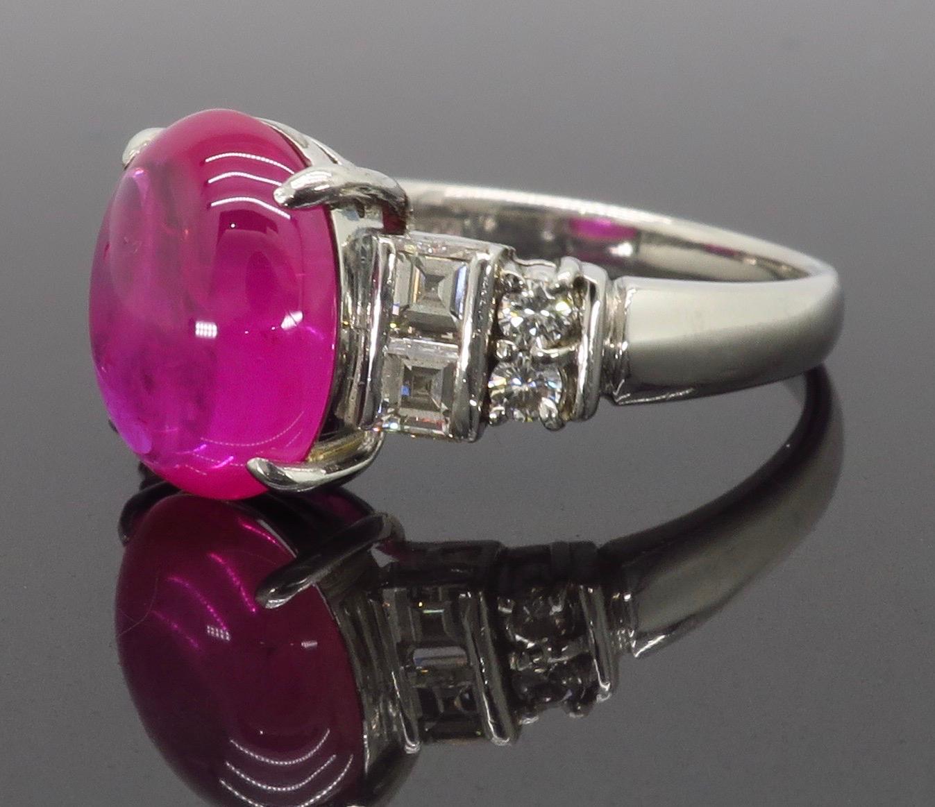 Cabochon Ruby and Diamond Ring in Platinum 3