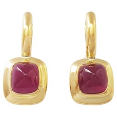 Cabochon Ruby Earrings set in 18K Gold Settings