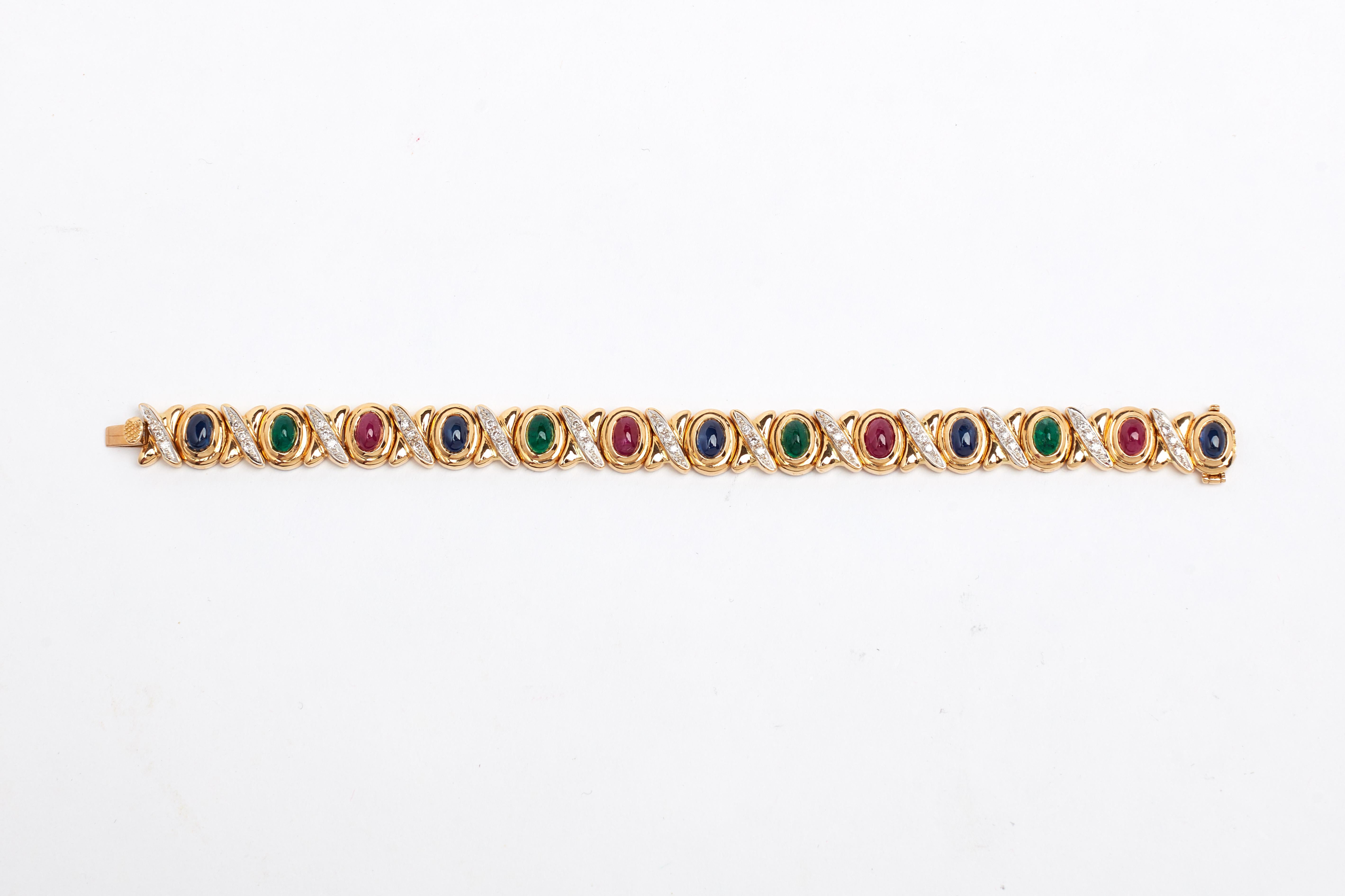 ruby emerald sapphire bracelet