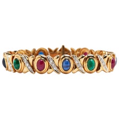 emerald and sapphire bracelet Cabochon Ruby Emerald Sapphire or Diamond 18 Karat Bracelet