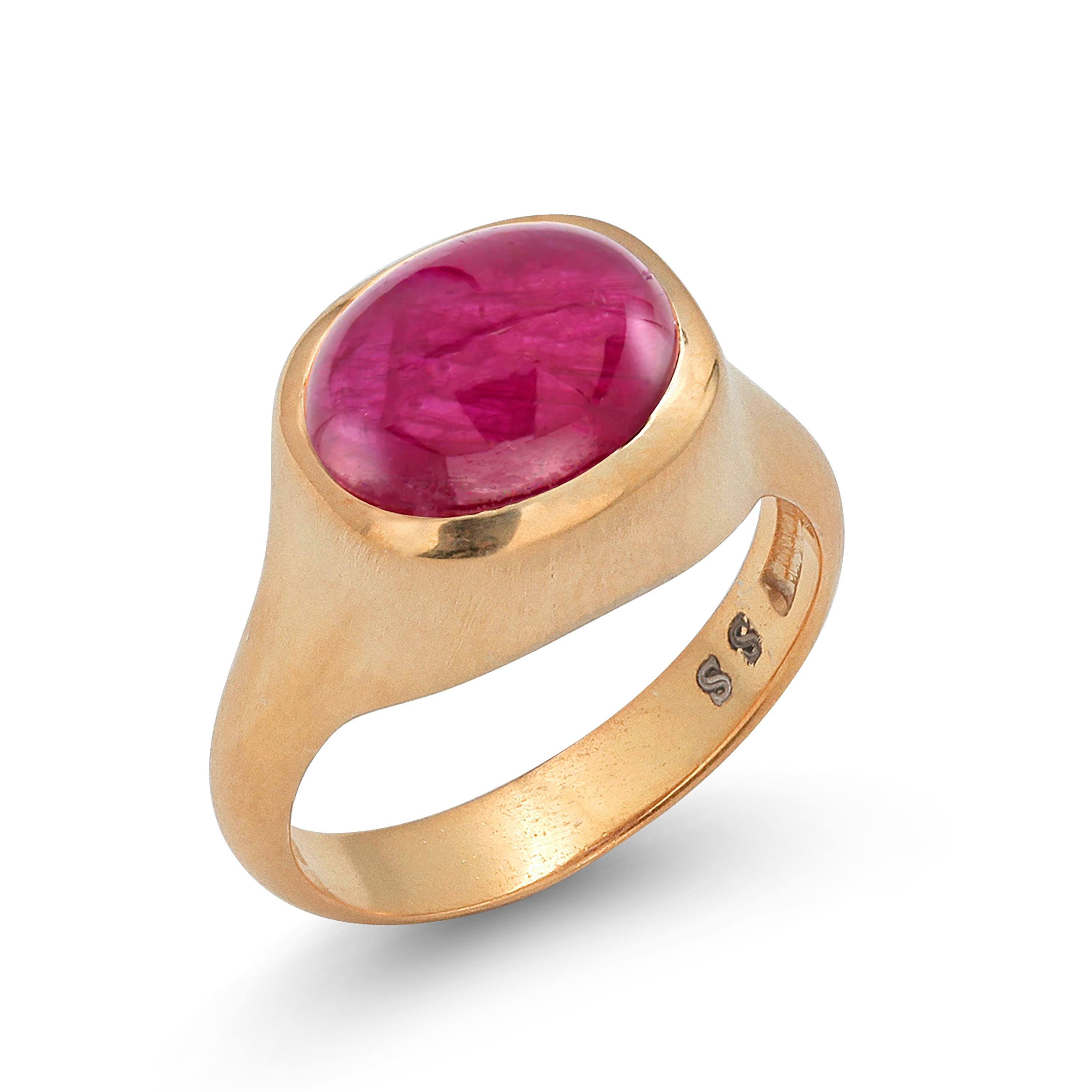 3.30 Ct Oval Red Created Ruby 18K Yellow Gold Plated Silver Ring 