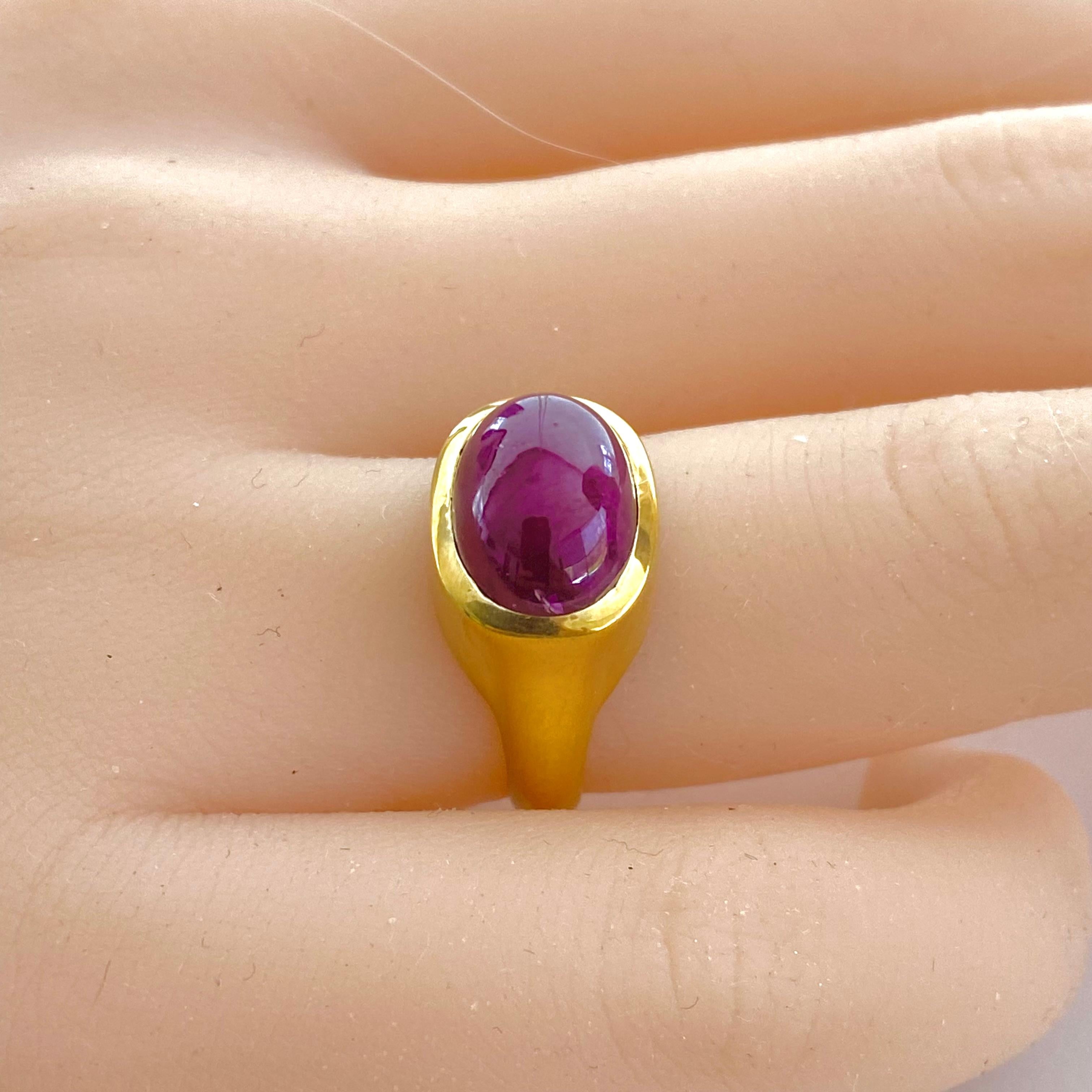 Women's Sterling Silver Cabochon Ruby High Dome Yellow Gold Plated Cocktail Ring