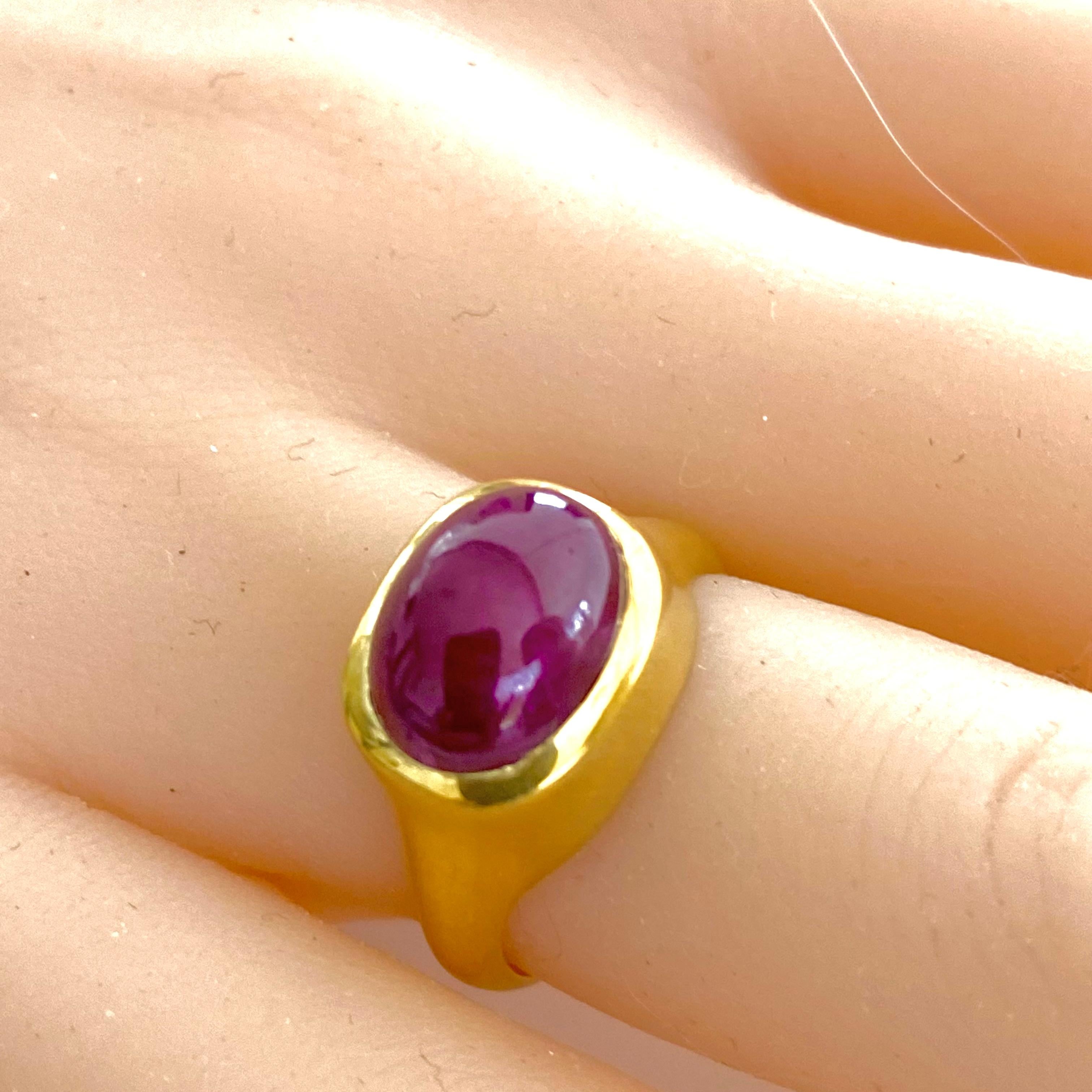 Sterling Silver Cabochon Ruby High Dome Yellow Gold Plated Cocktail Ring 1