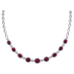 Cabochon Ruby White Gold Necklace 
