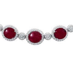 Cabochon Ruby White Gold Necklace