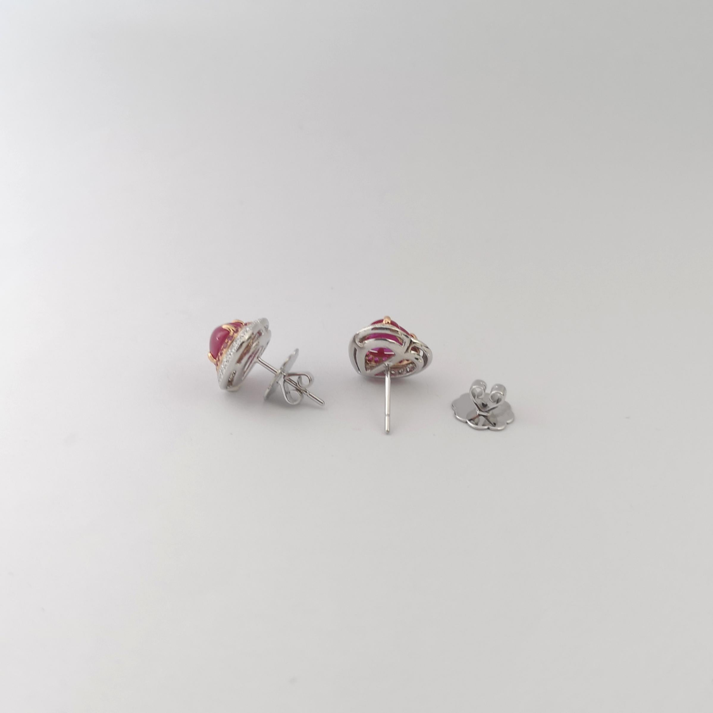 Herzohrringe mit Cabochon aus Rubin, Pinkem Saphir und Diamant aus 18K Rose/Weißgold im Angebot 1