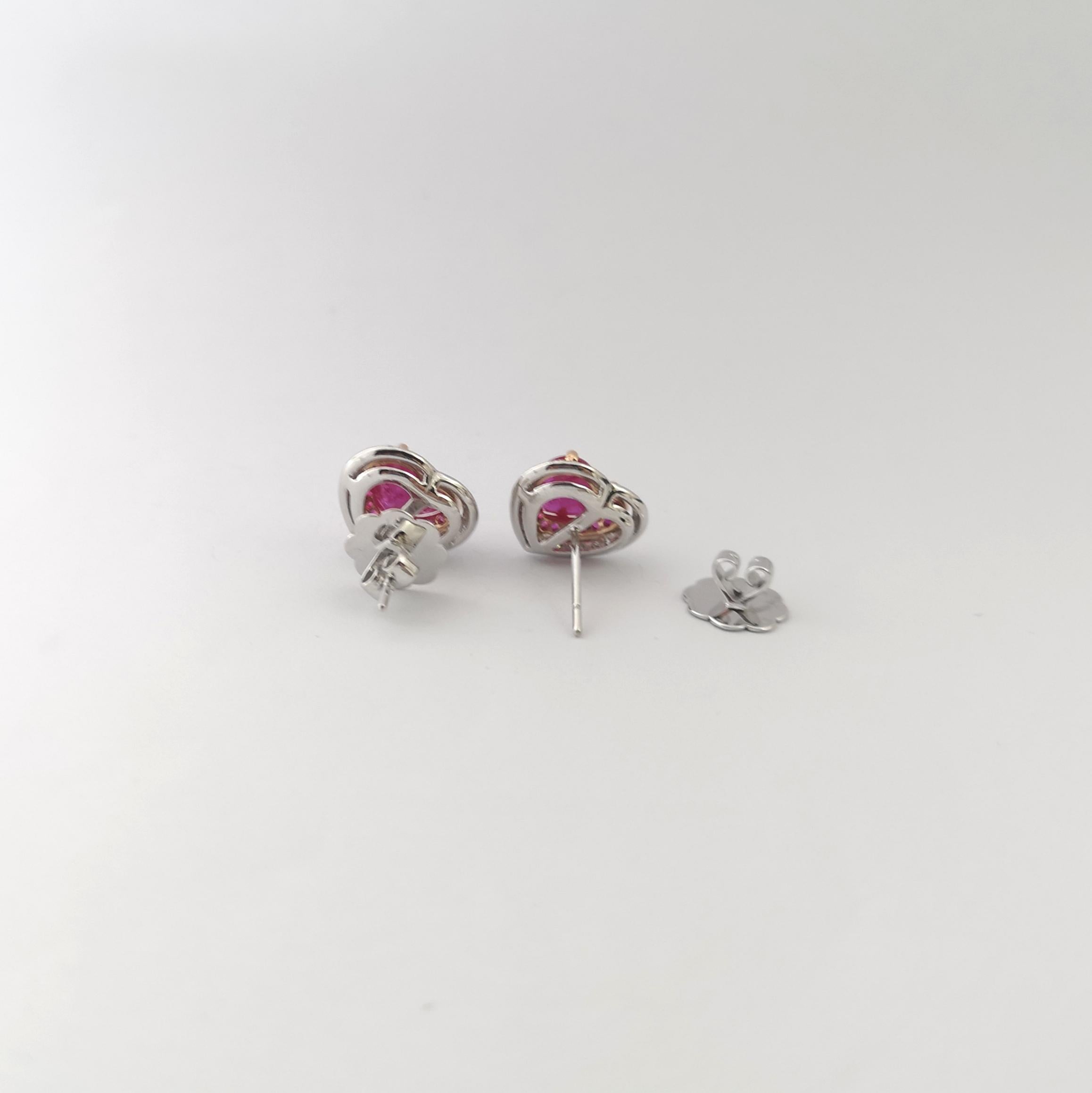 Herzohrringe mit Cabochon aus Rubin, Pinkem Saphir und Diamant aus 18K Rose/Weißgold im Angebot 3
