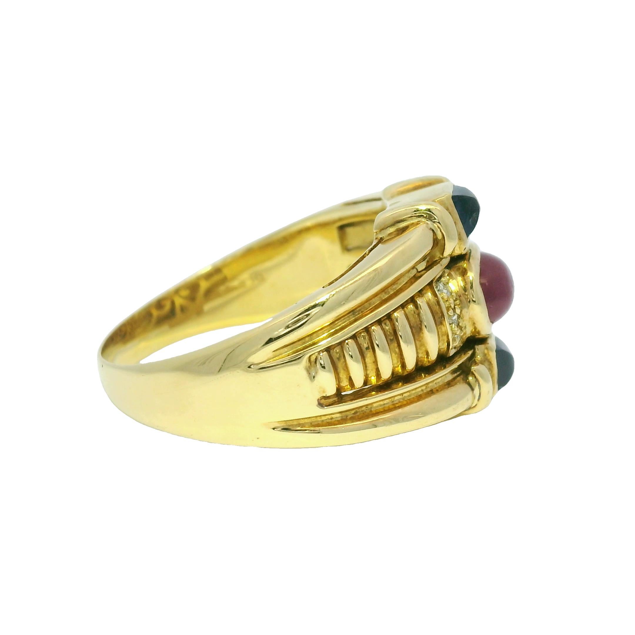 Cabochon Rubin & Saphir im Prinzessinnenschliff 18-Karat Diamantring Vorrätig im Angebot 1