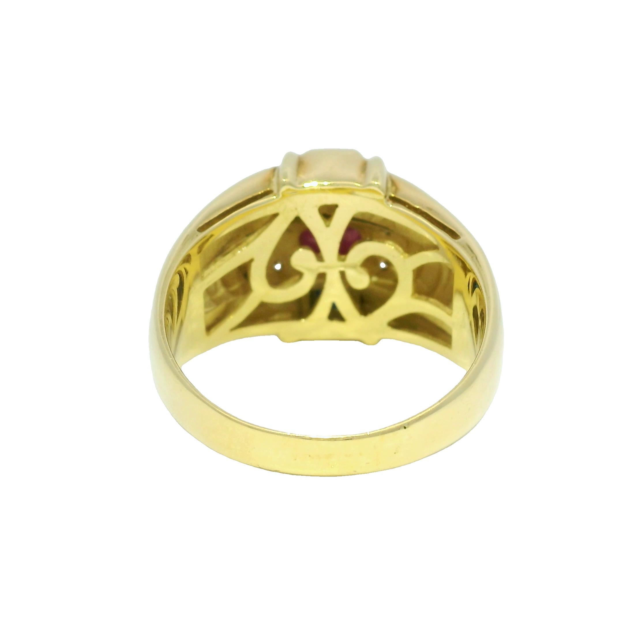 Cabochon Rubin & Saphir im Prinzessinnenschliff 18-Karat Diamantring Vorrätig im Angebot 2