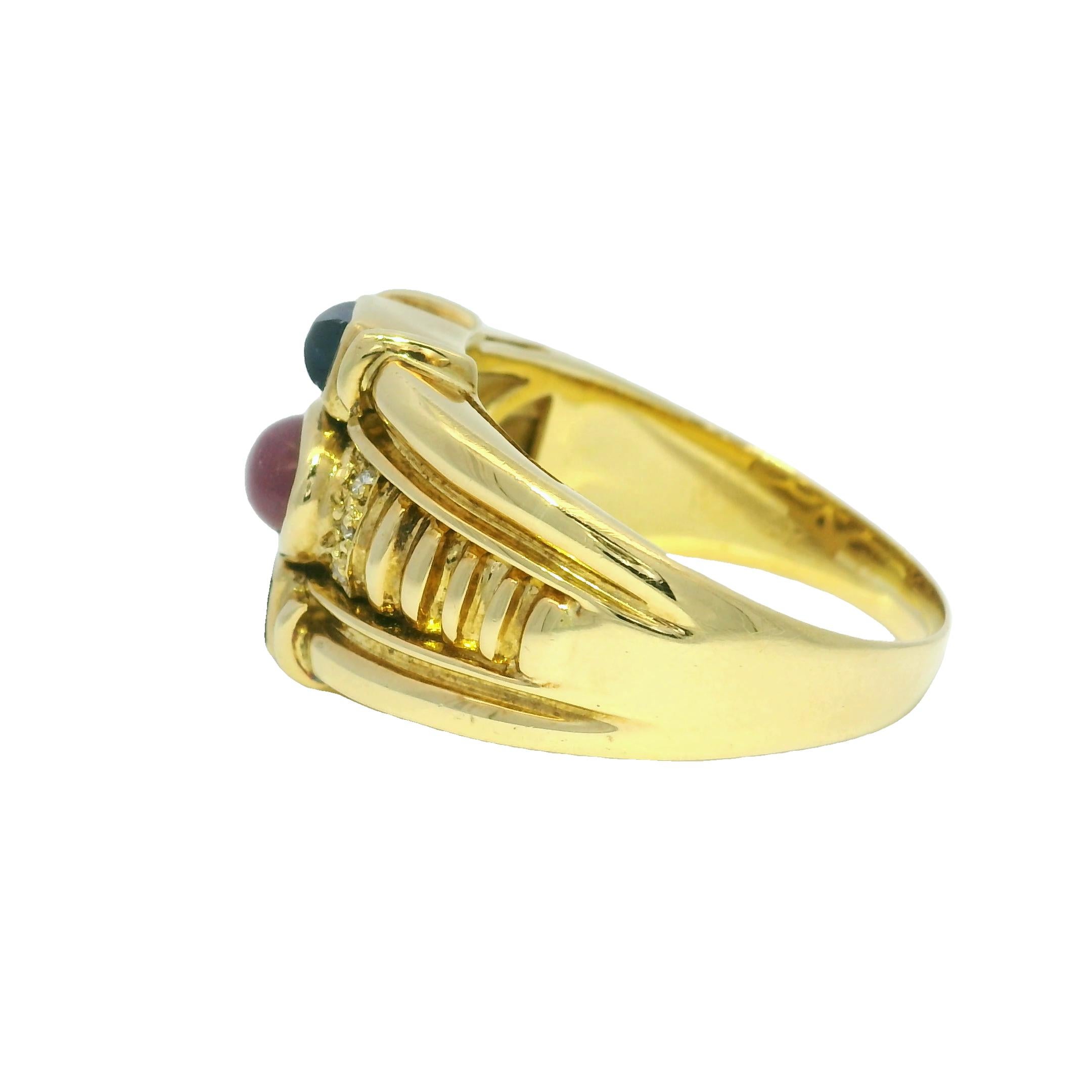 Cabochon Rubin & Saphir im Prinzessinnenschliff 18-Karat Diamantring Vorrätig im Angebot 3