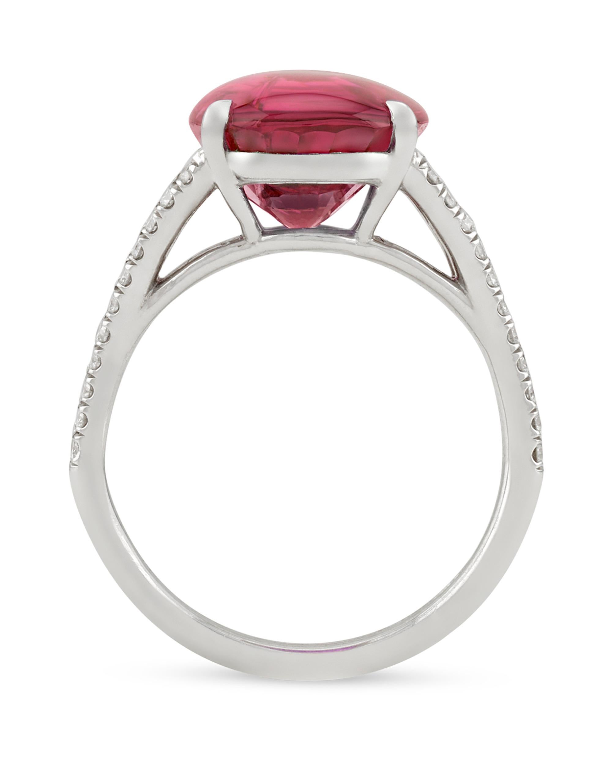 A stunning 8.03-carat cabochon ruby is at the center of this classic ring. The impressive gemstone earned an 