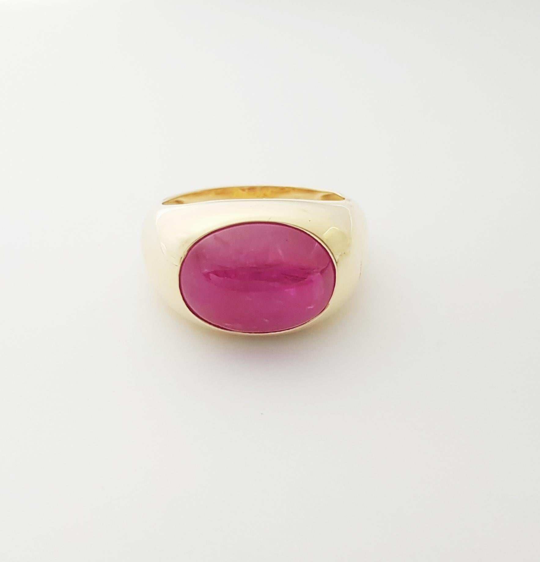 Anello con rubino cabochon incastonato in oro 18K in vendita 7