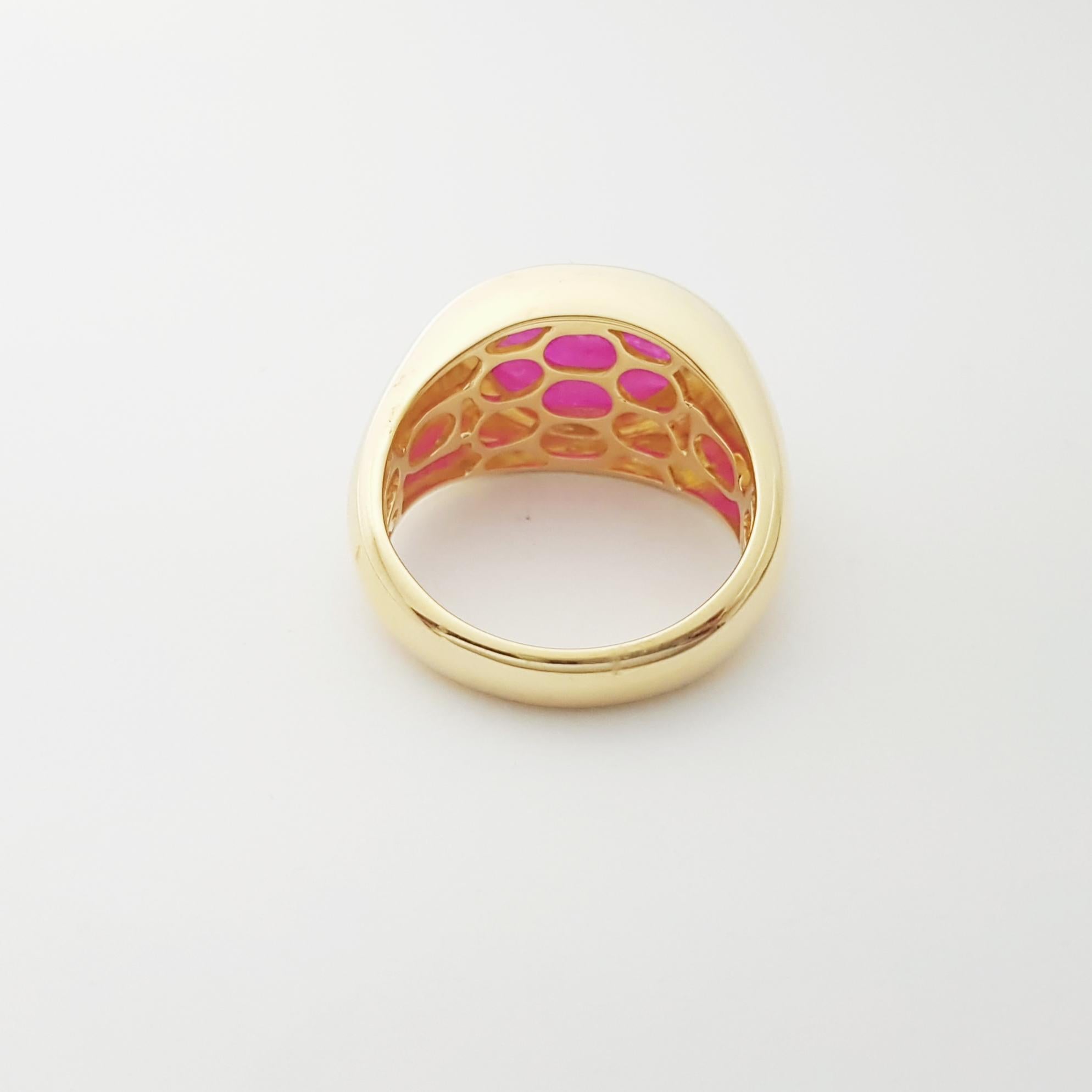 Anello con rubino cabochon incastonato in oro 18K in vendita 9