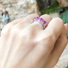 Cabochon Ruby with Cubic Zirconia Ring set in Silver Settings