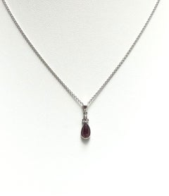 Cabochon Ruby with Diamond Pendant set in 18 Karat White Gold Settings