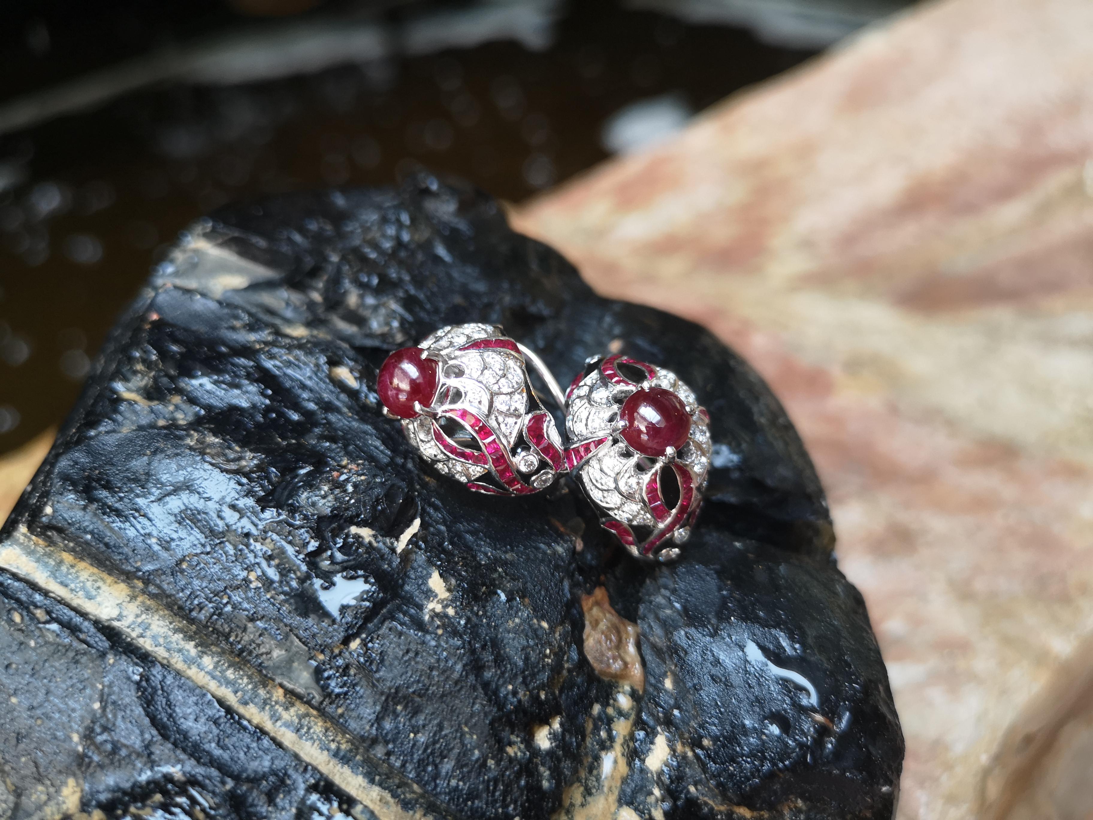 cabochon ruby earrings