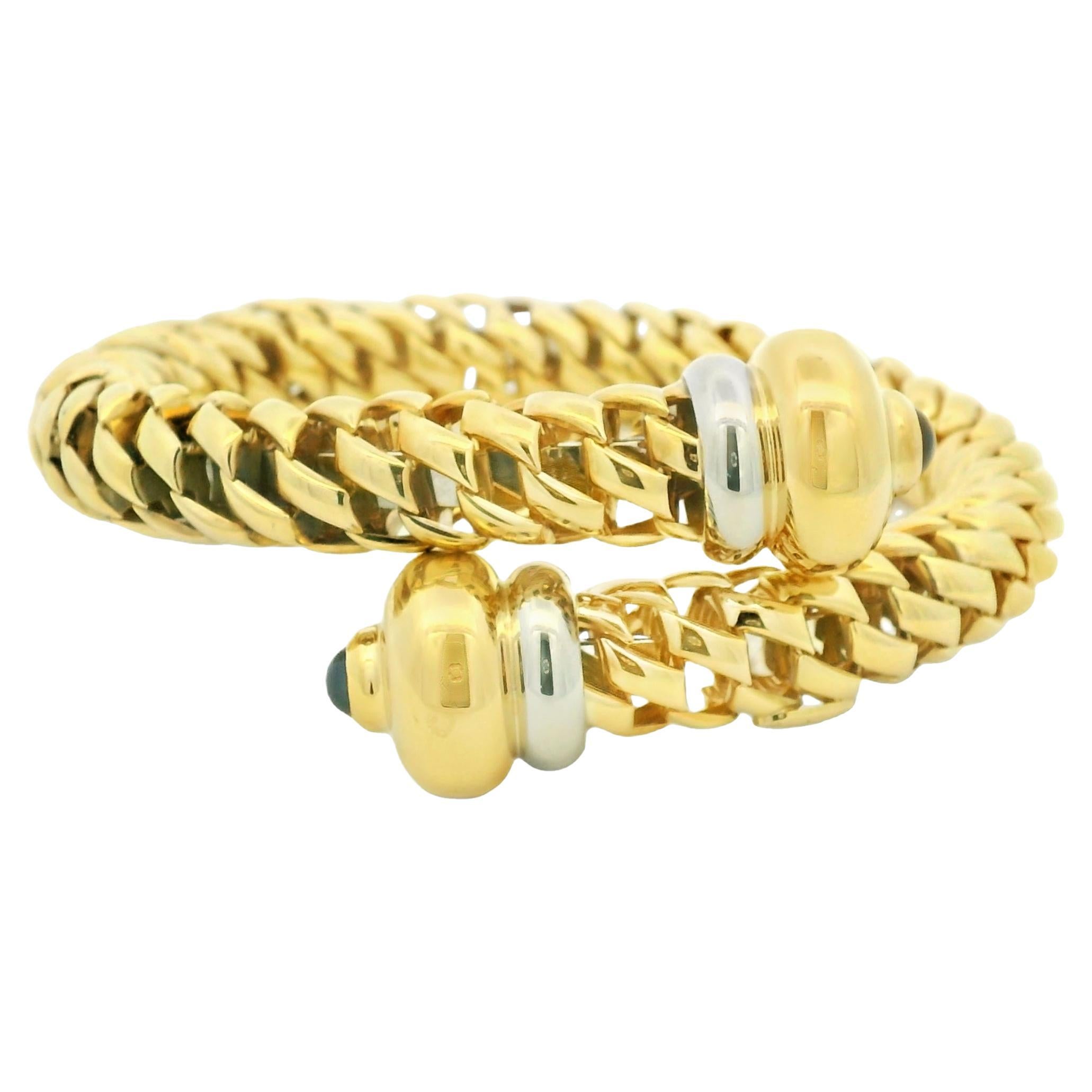 Bracciale a bracciale con zaffiro cabochon in 18 carati In magazzino