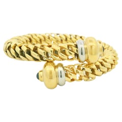 Cabochon Sapphire 18-Karat Textured Wrap Cuff Bracelet En Stock