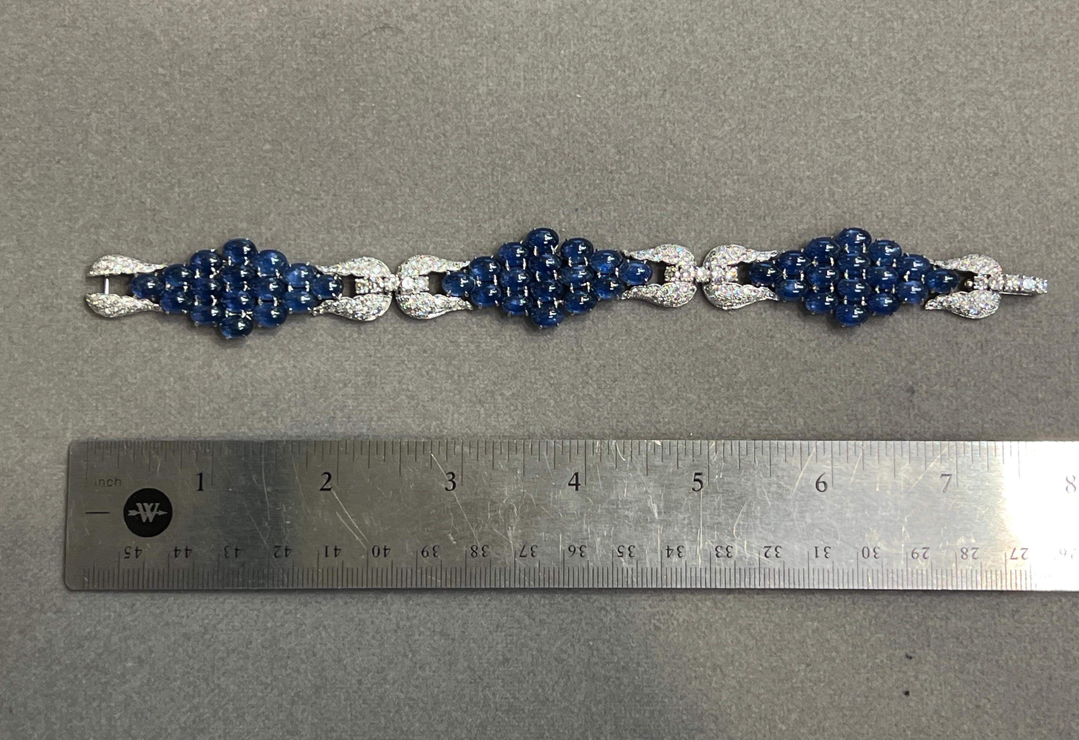 Bracelet en saphir cabochon et diamants Excellent état - En vente à New York, NY