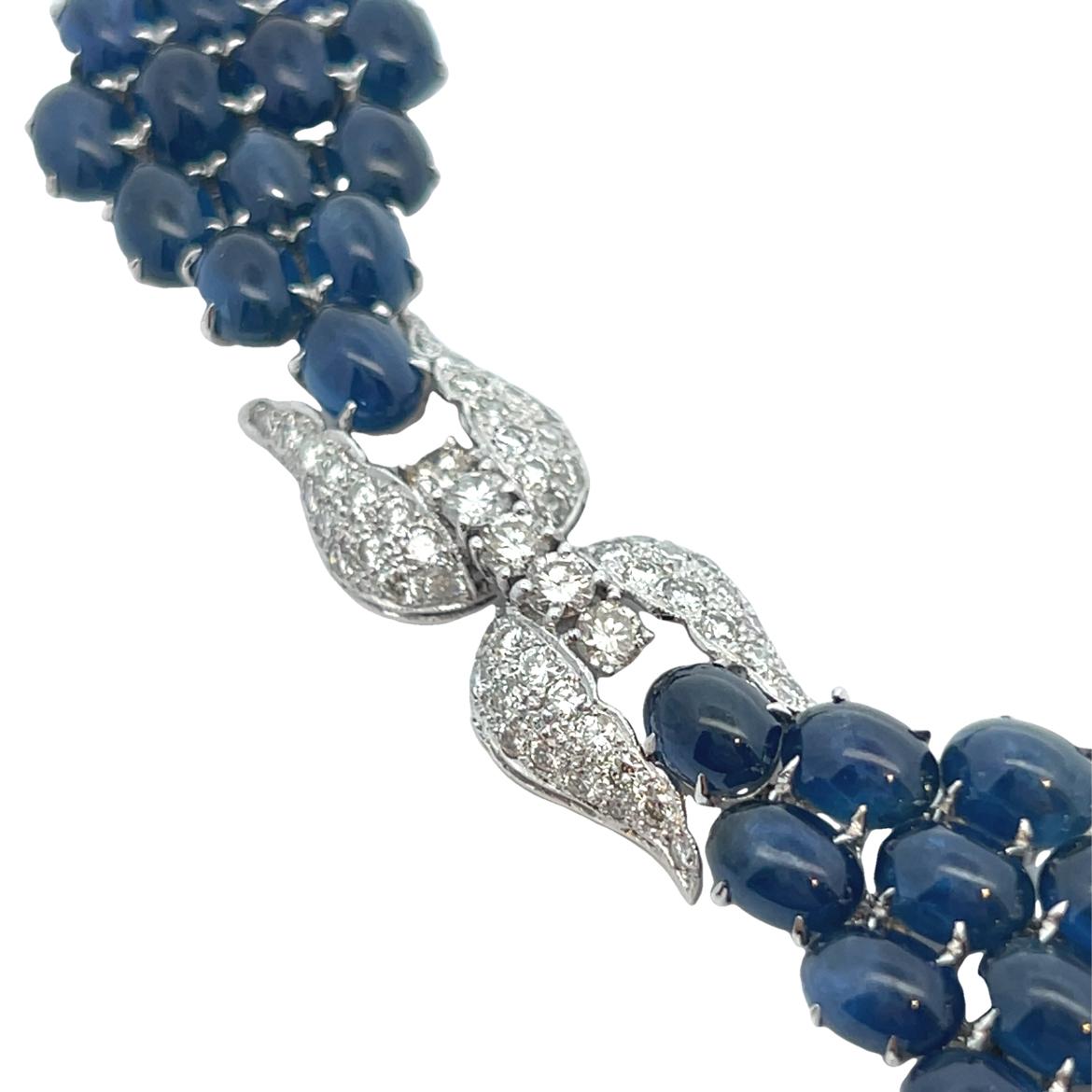 Bracelet en saphir cabochon et diamants en vente 1