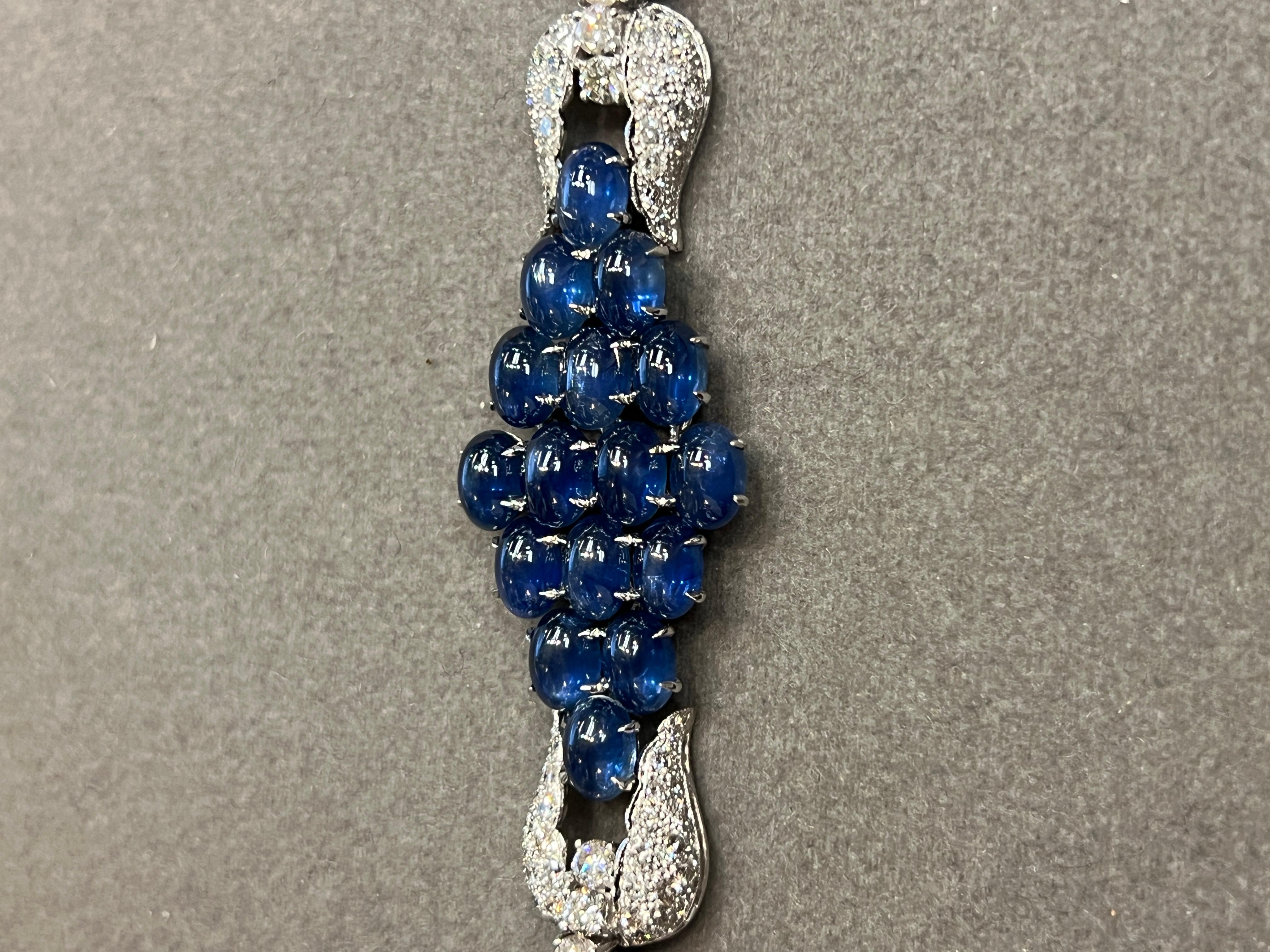 Bracelet en saphir cabochon et diamants en vente 2