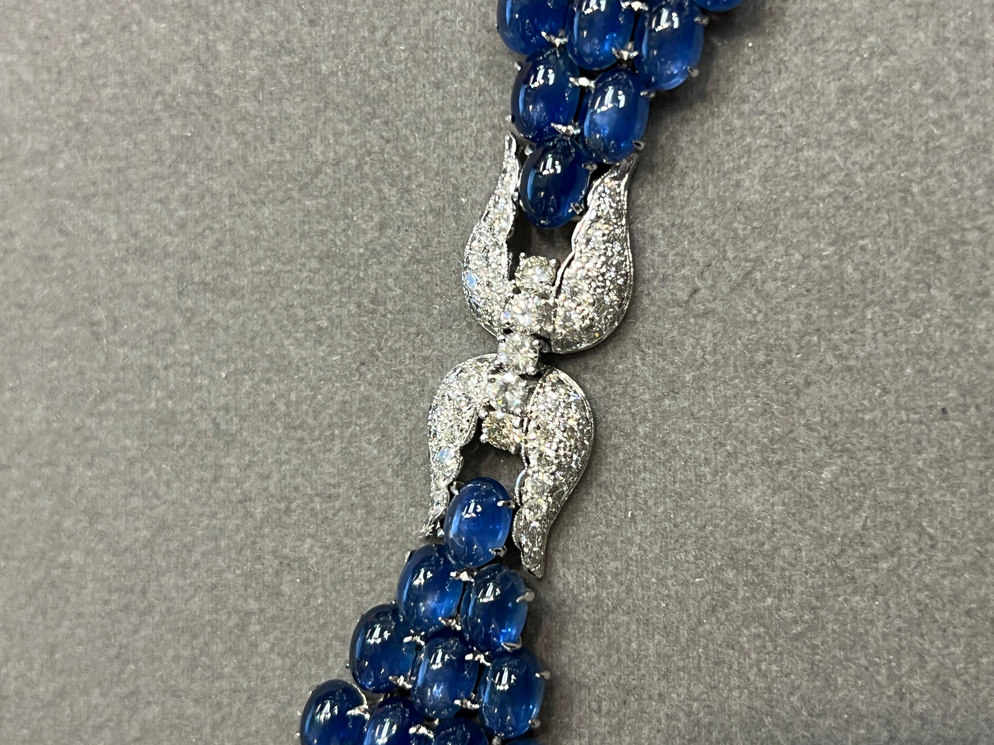Bracelet en saphir cabochon et diamants en vente 3
