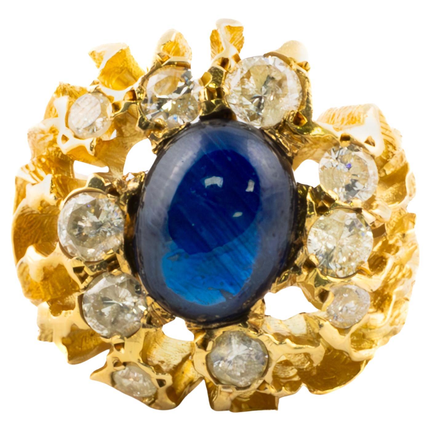 Cabochon Sapphire and Diamond Cocktail Ring