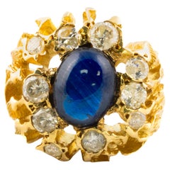 Cabochon Sapphire and Diamond Cocktail Ring