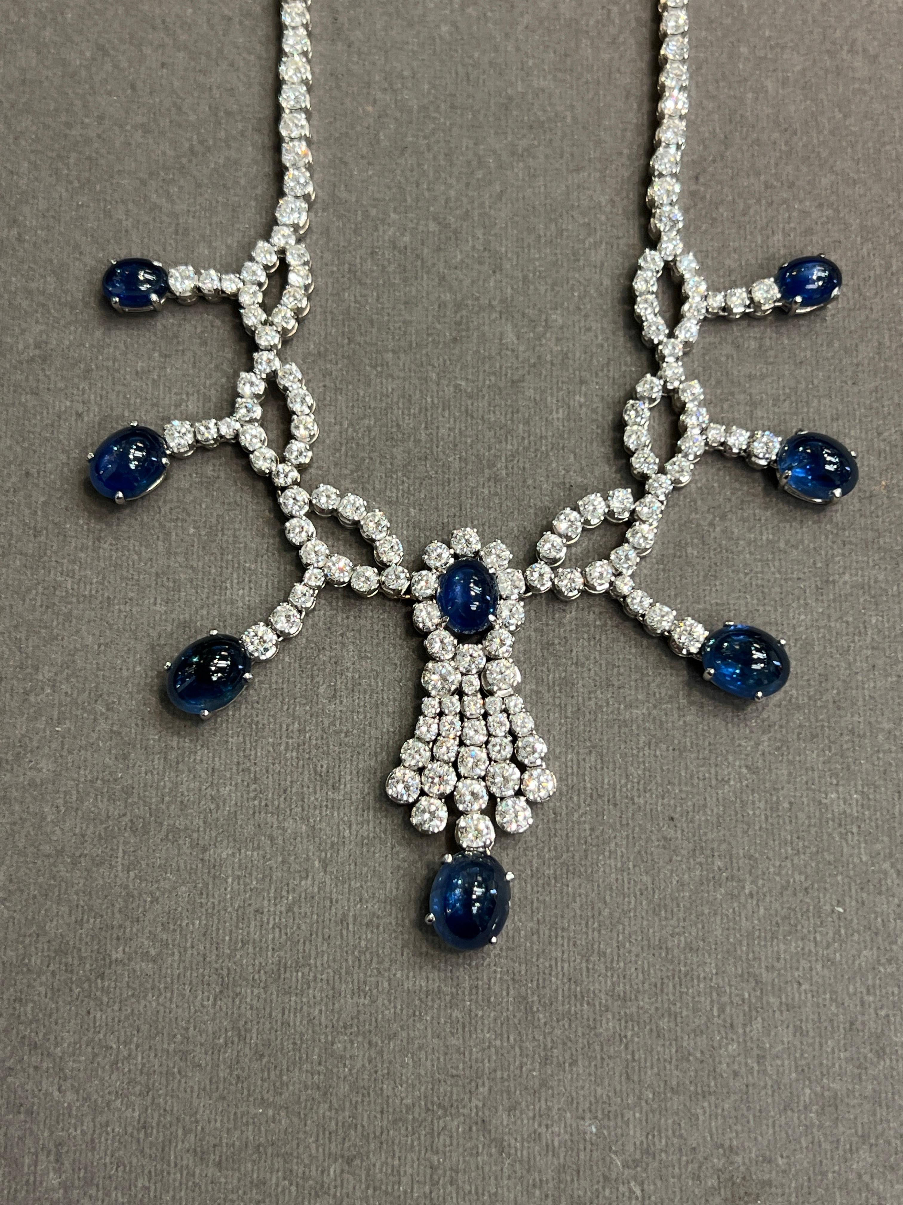 Collier saphir cabochon et diamant en vente 1