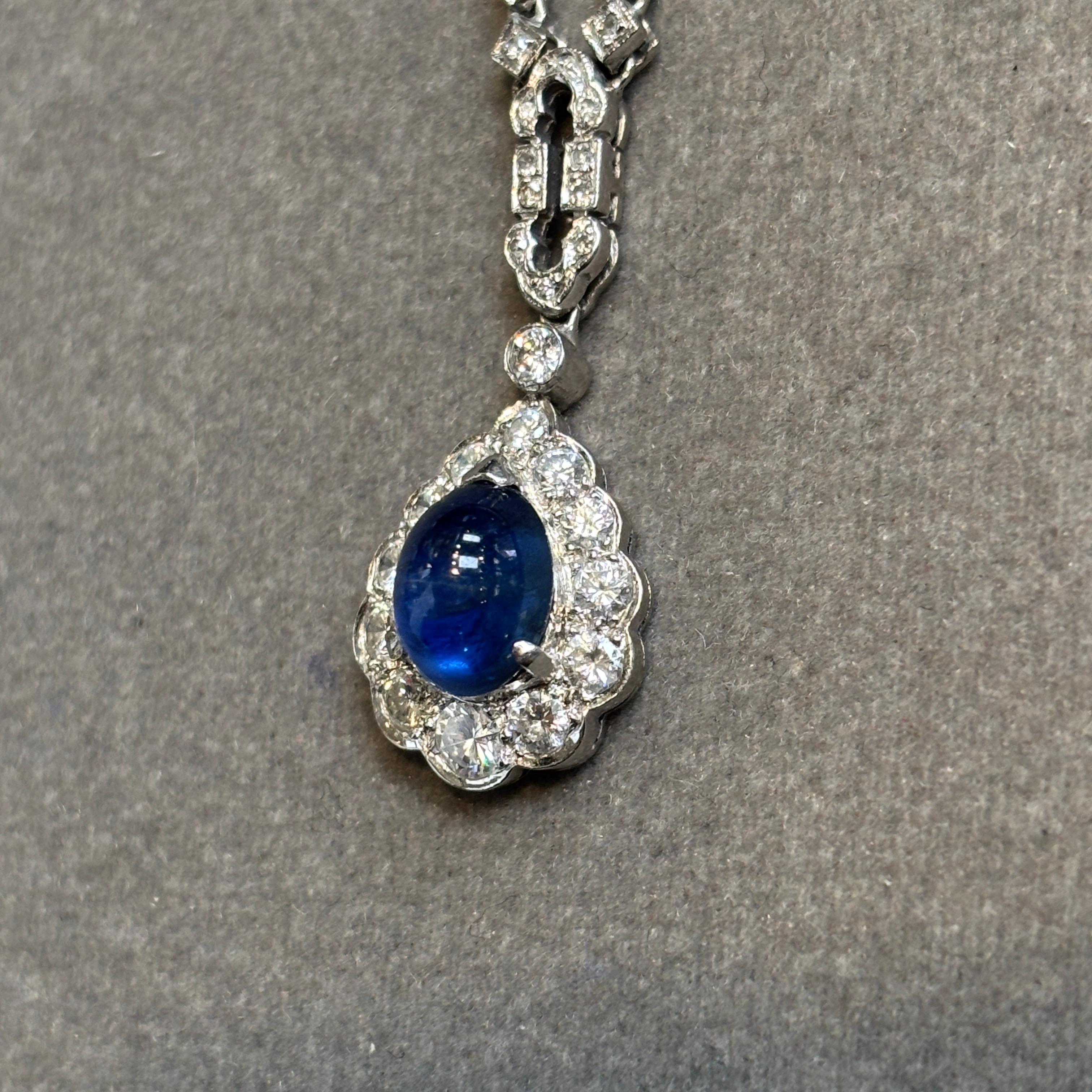 Cabochon-Halskette mit Saphir und Diamant im Angebot 2
