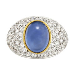 Cabochon Sapphire and Diamond Ring, 7.00 Carat