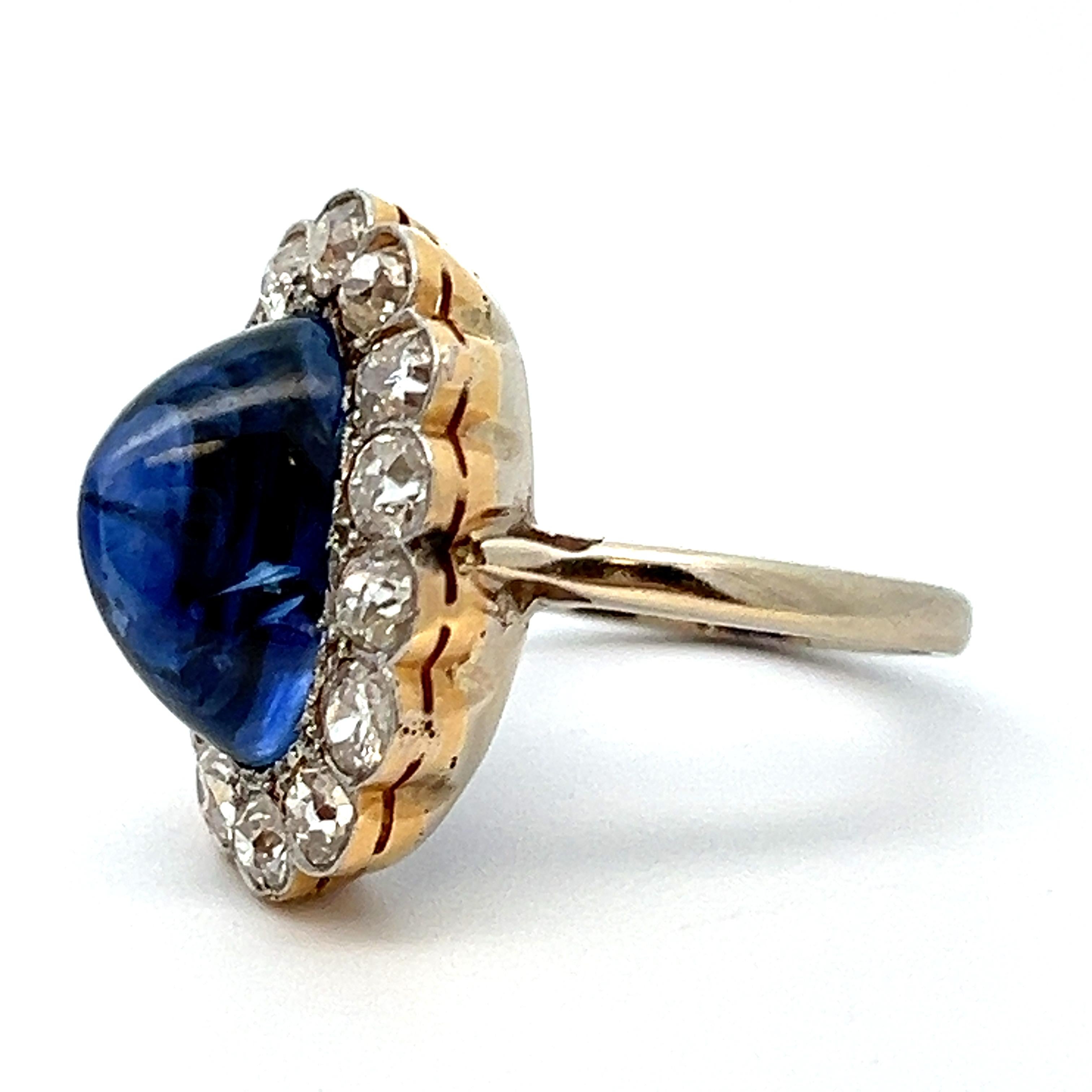 Anello con zaffiro e diamante cabochon in vendita 5