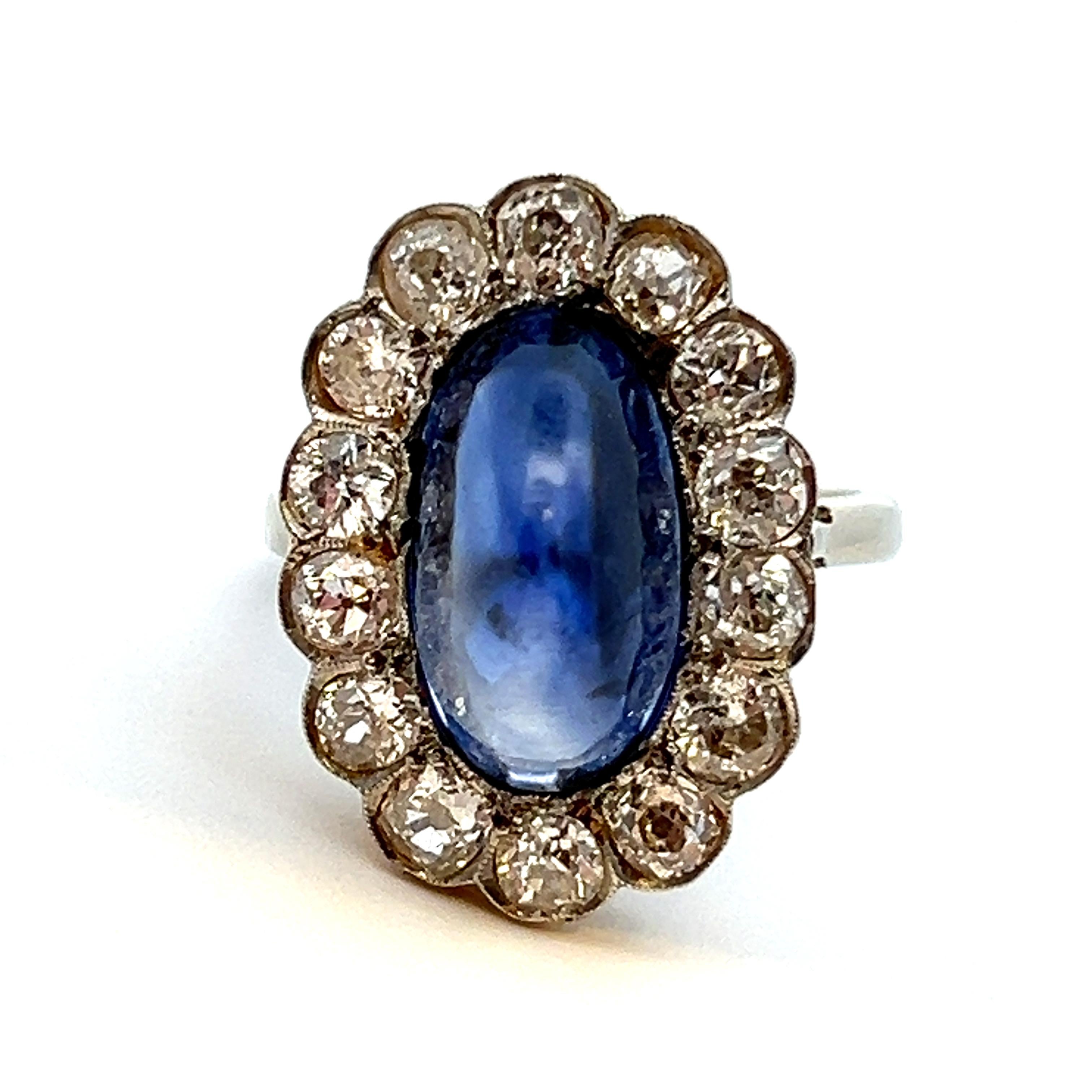 Anello con zaffiro e diamante cabochon in vendita 6